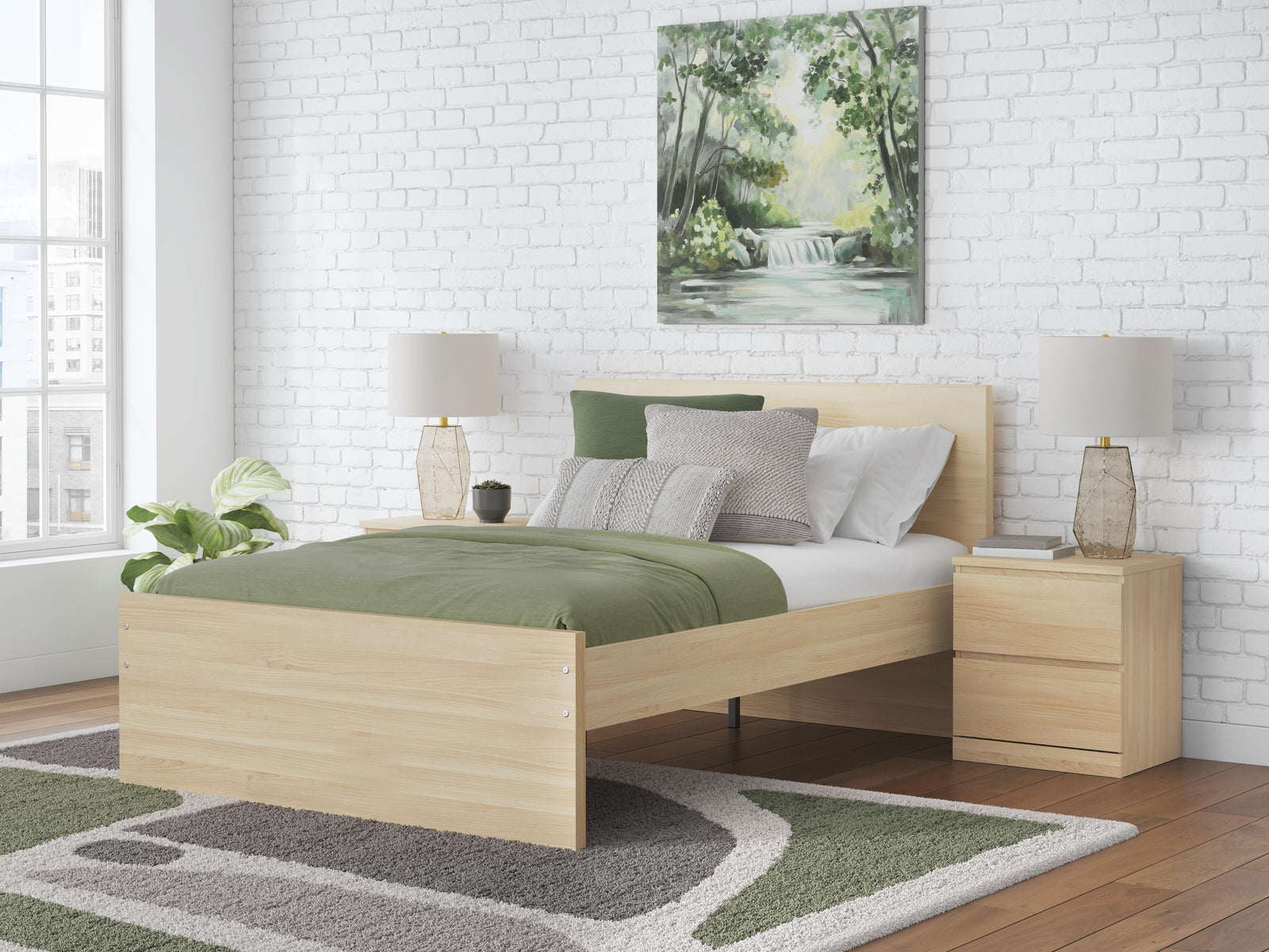 Onita Full Panel Platform Bed - Light Brown (2)