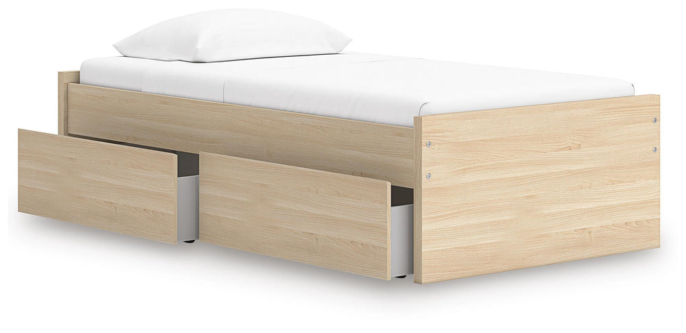 Onita Twin Platform Bed with 1 Side Storage - Light Brown (3)