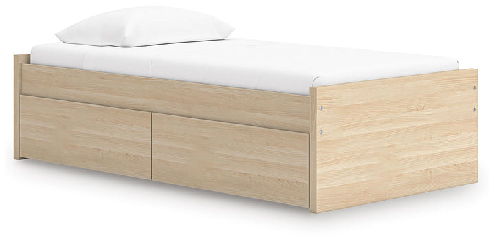 Onita Twin Platform Bed with 1 Side Storage - Light Brown (1)