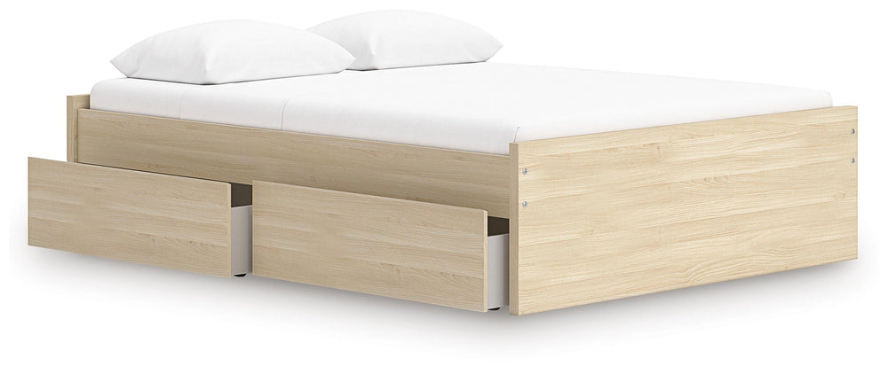 Onita Queen Platform Bed with 2 Side Storage - Light Brown (3)