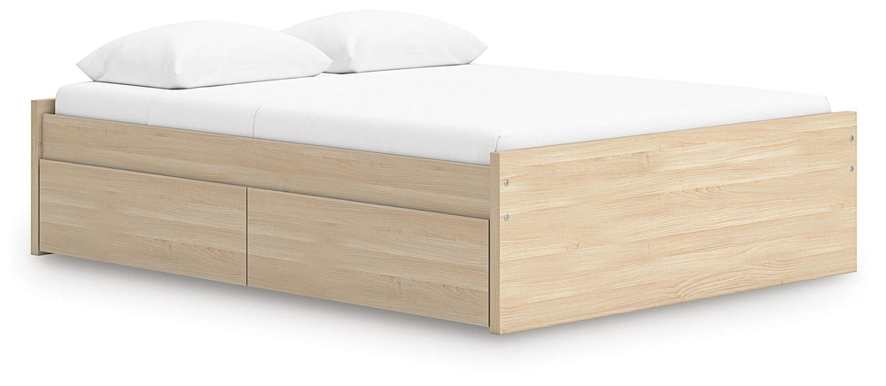 Onita Queen Platform Bed with 2 Side Storage - Light Brown (1)