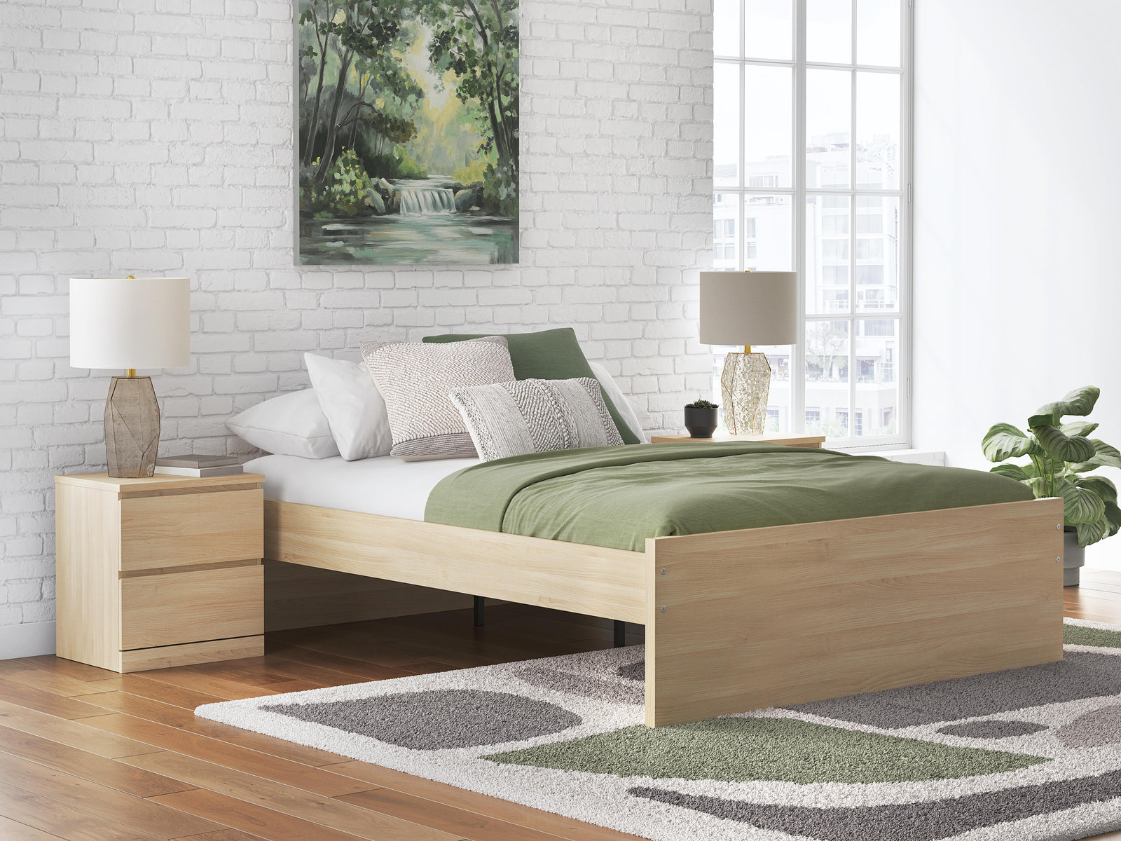 Onita Queen Platform Bed - Light Brown (2)