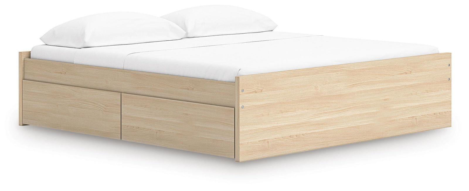 Onita King Platform Bed with 1 Side Storage - Light Brown (1)