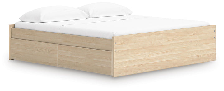 Onita King Platform Bed with 1 Side Storage - Light Brown (1)
