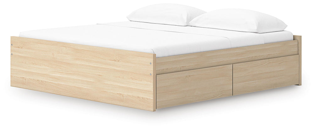 Onita King Platform Bed with 2 Side Storage - Light Brown (6)