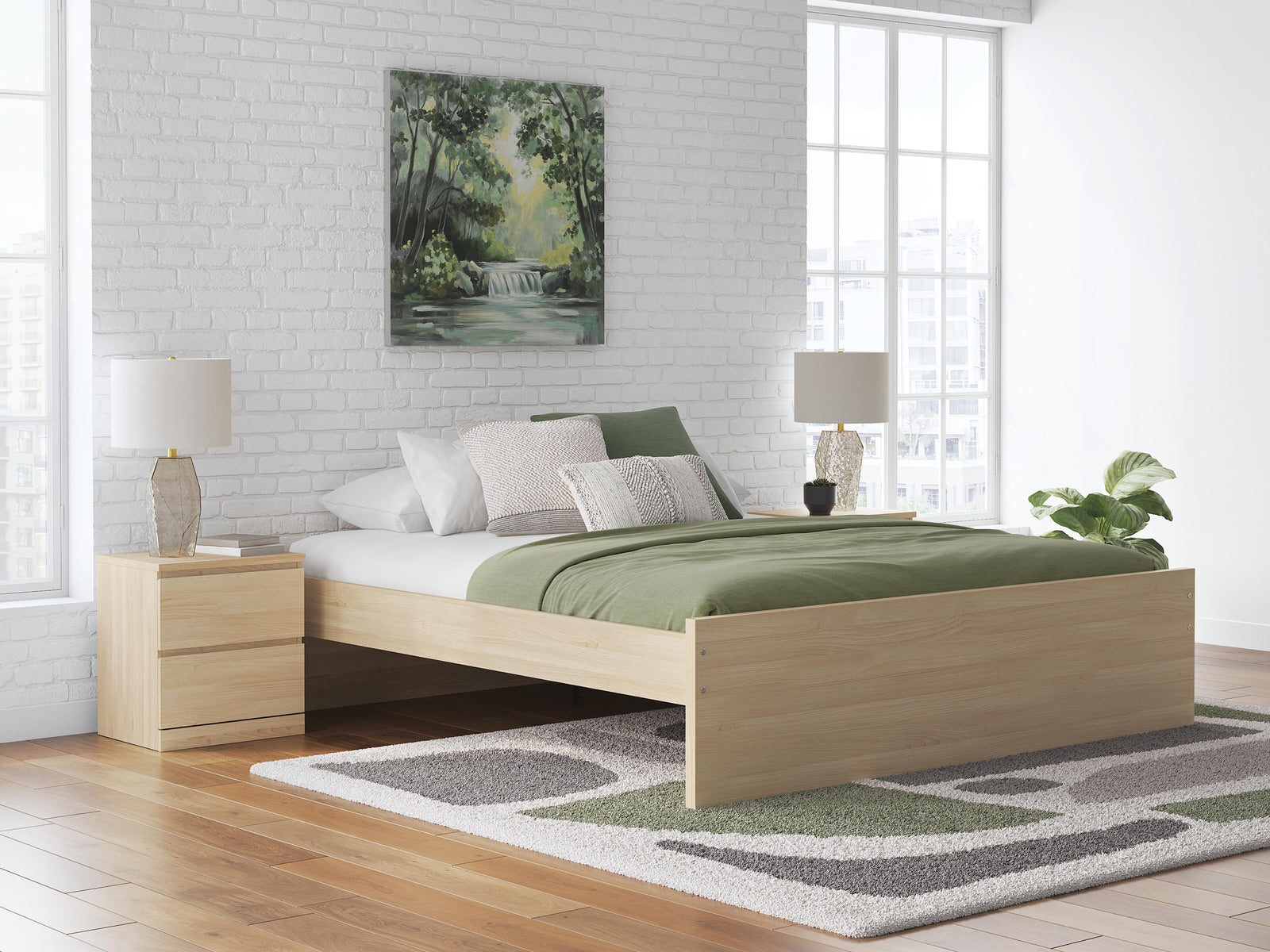 Onita King Platform Bed - Light Brown (2)