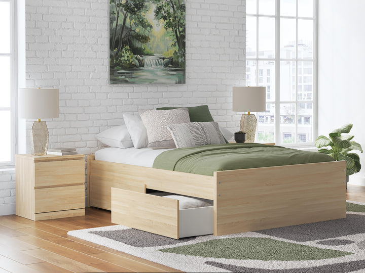 Onita Full Platform Bed with 2 Side Storage - Light Brown (2)
