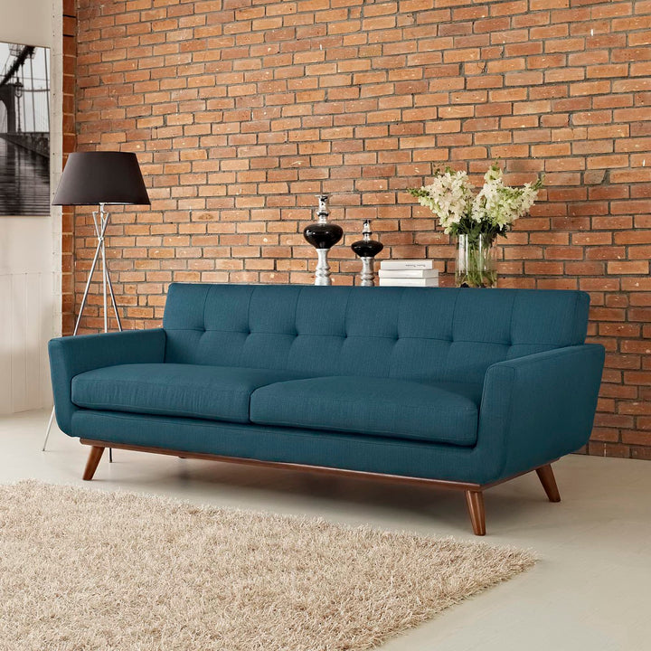 Engage Upholstered Fabric Sofa in Azure
