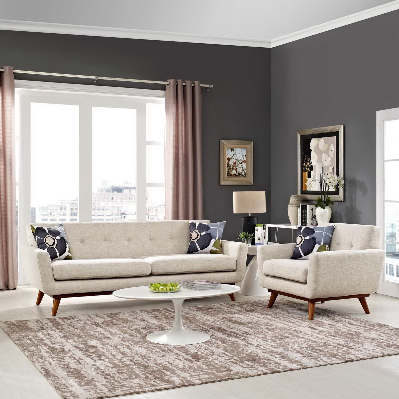 Engage Armchair and Sofa Set of 2 in Beige
