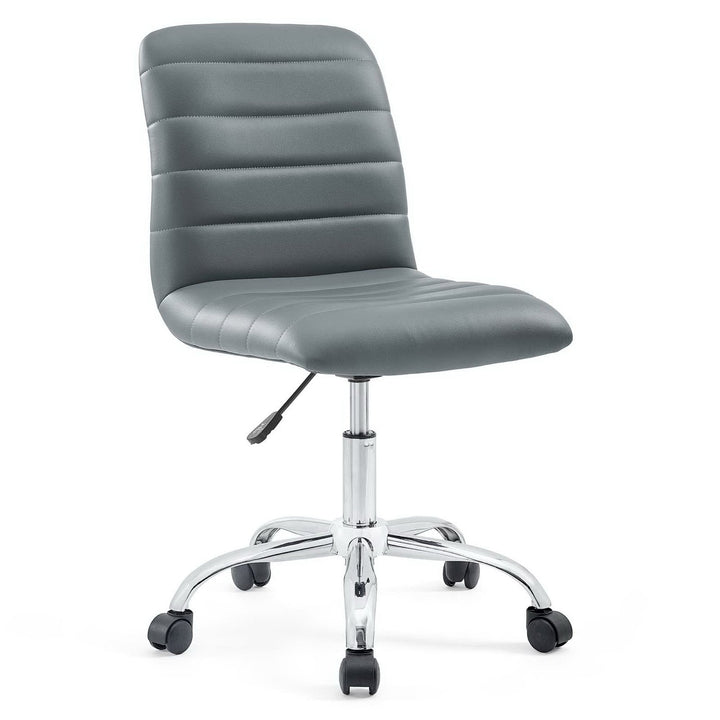 Ripple Armless Mid Back Vinyl Office Chair in Gray - detail