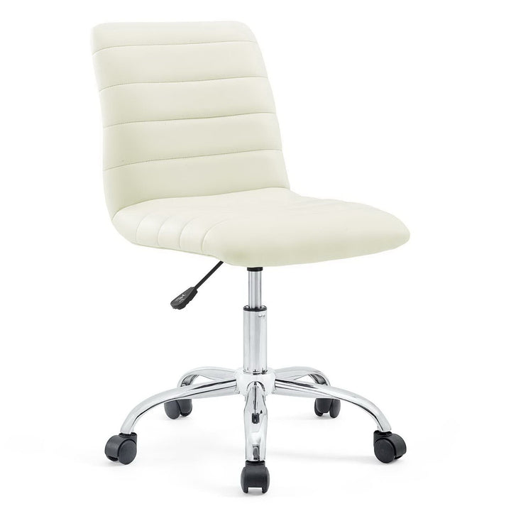 Ripple Armless Mid Back Vinyl Office Chair in White - detail