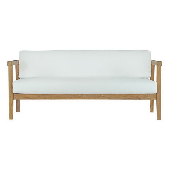 Bayport Outdoor Patio Teak Sofa in Natural White