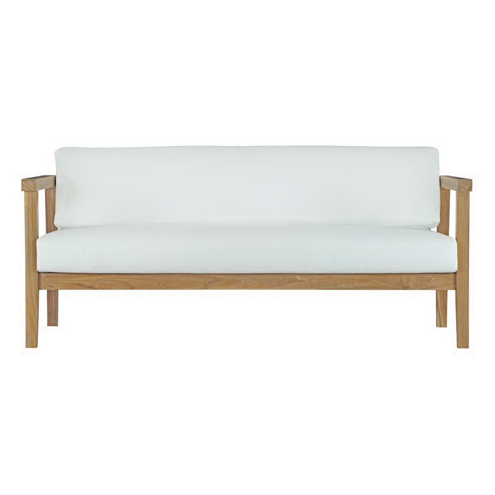 Bayport Outdoor Patio Teak Sofa in Natural White