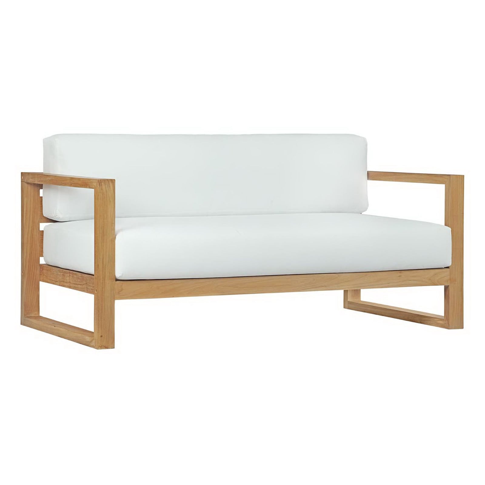 Upland Outdoor Patio Teak Sofa in Natural White