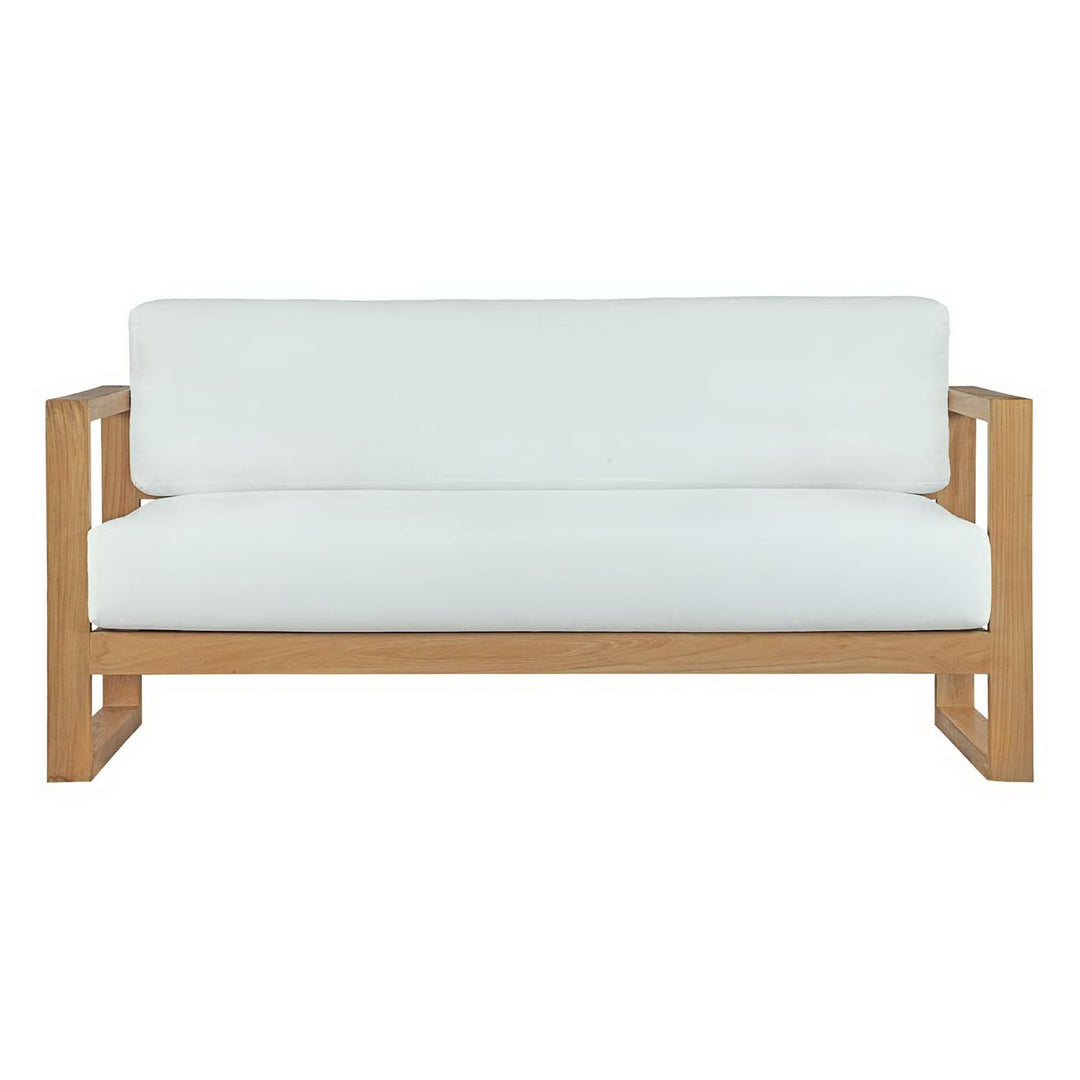 Upland Outdoor Patio Teak Sofa in Natural White