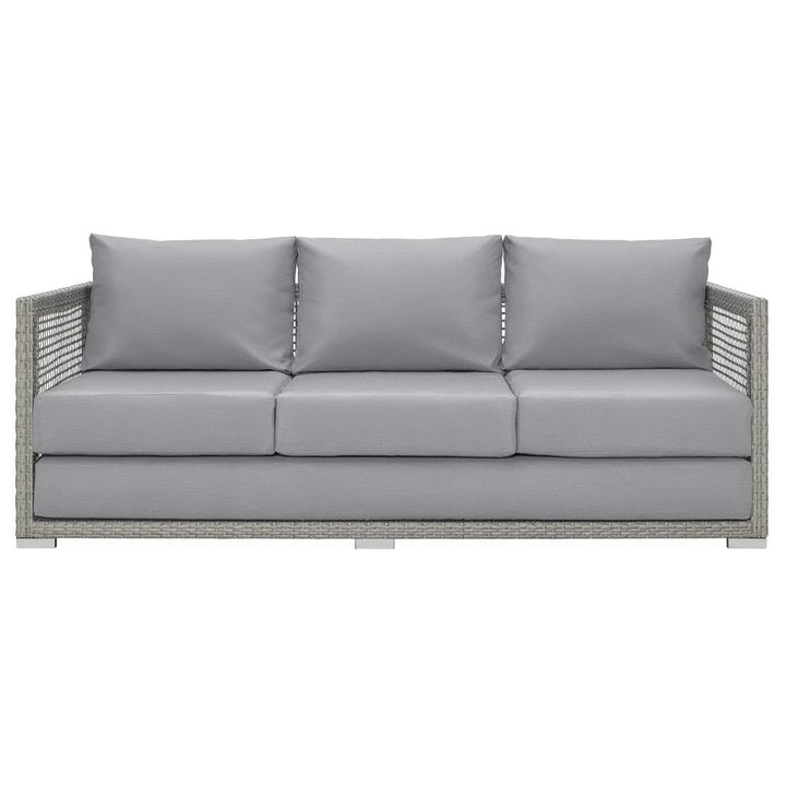 Aura Outdoor Patio Wicker Rattan Sofa in Gray Gray