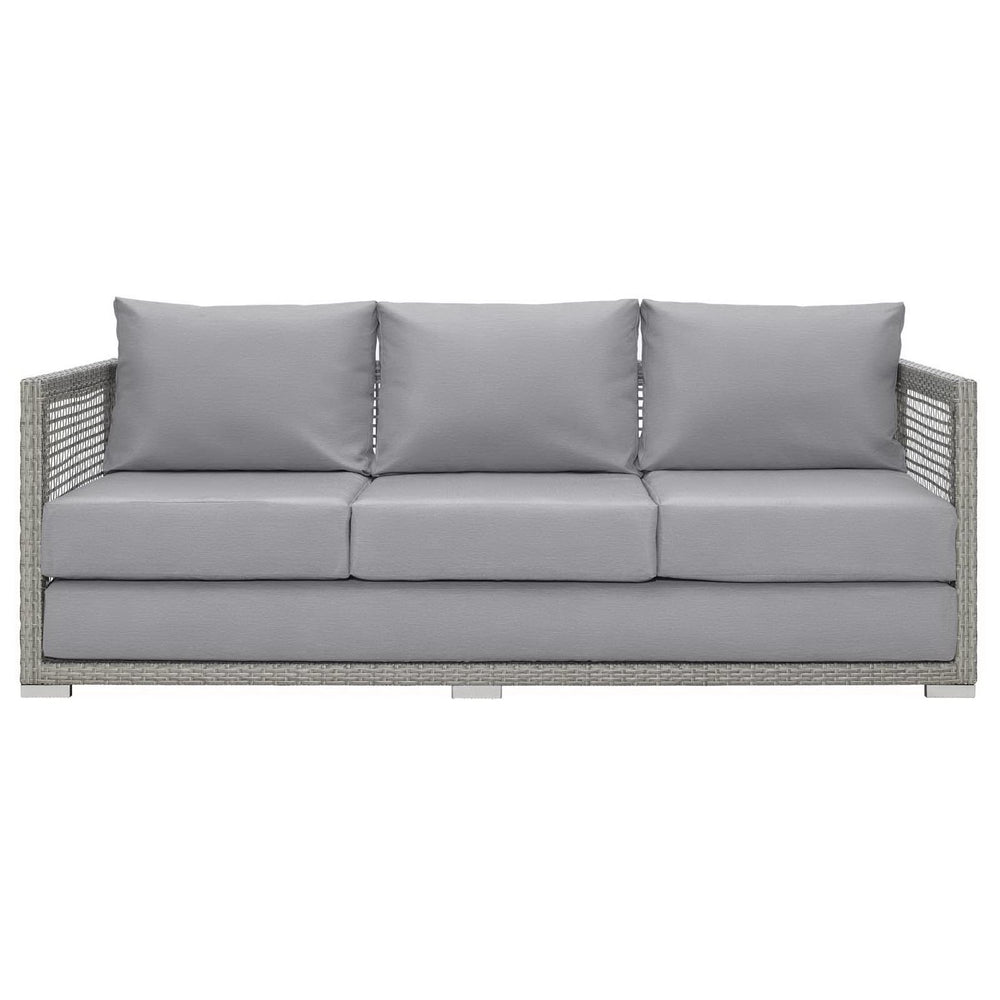 Aura Outdoor Patio Wicker Rattan Sofa in Gray Gray