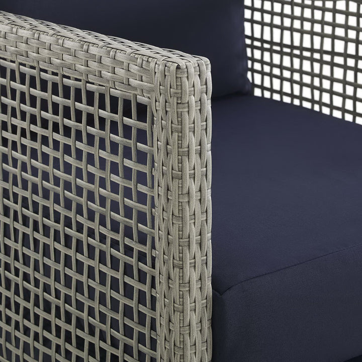 Aura Outdoor Patio Wicker Rattan Sofa in Gray Navy
