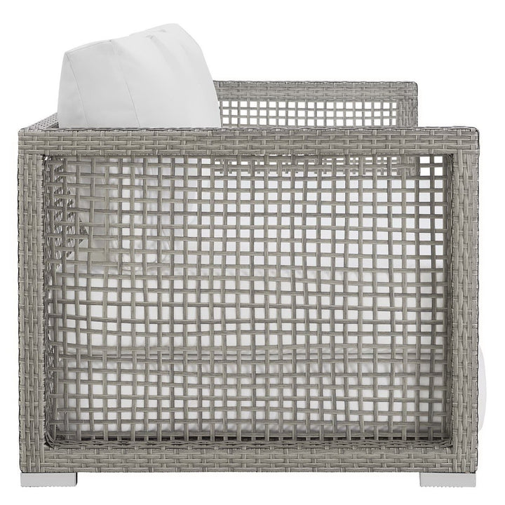 Aura Outdoor Patio Wicker Rattan Sofa in Gray White
