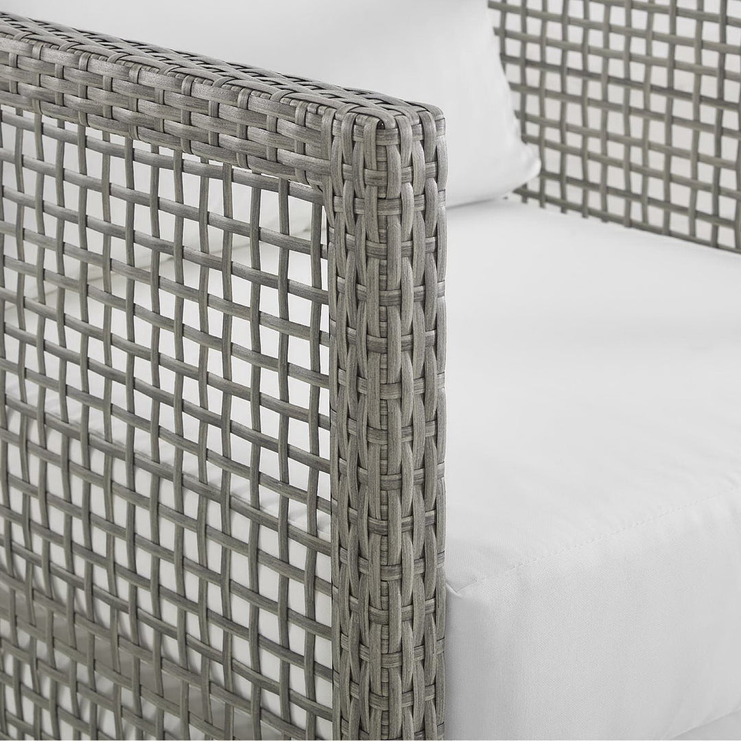 Aura Outdoor Patio Wicker Rattan Sofa in Gray White