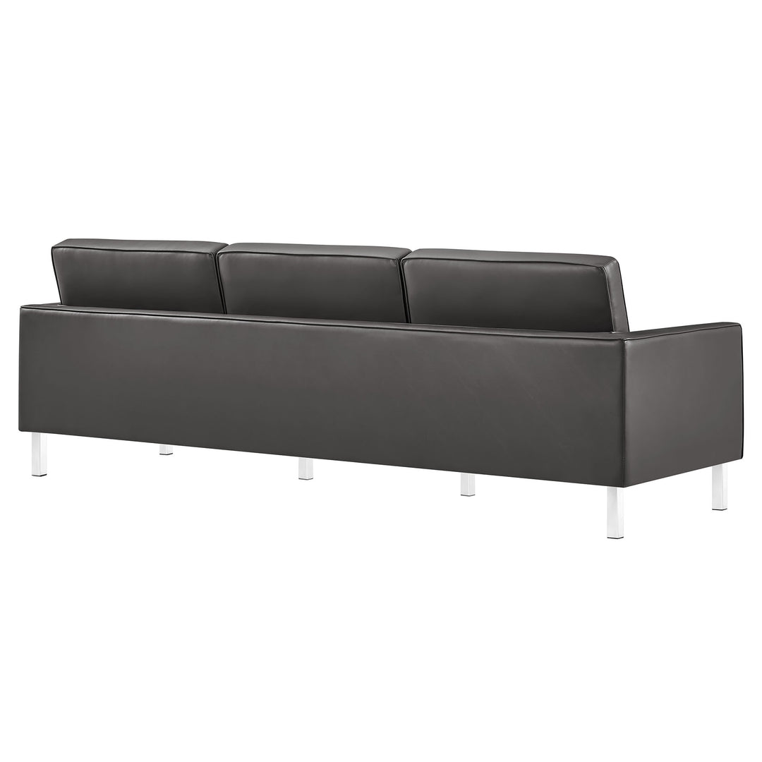 Loft Tufted Vegan Leather Sofa in Silver Gray