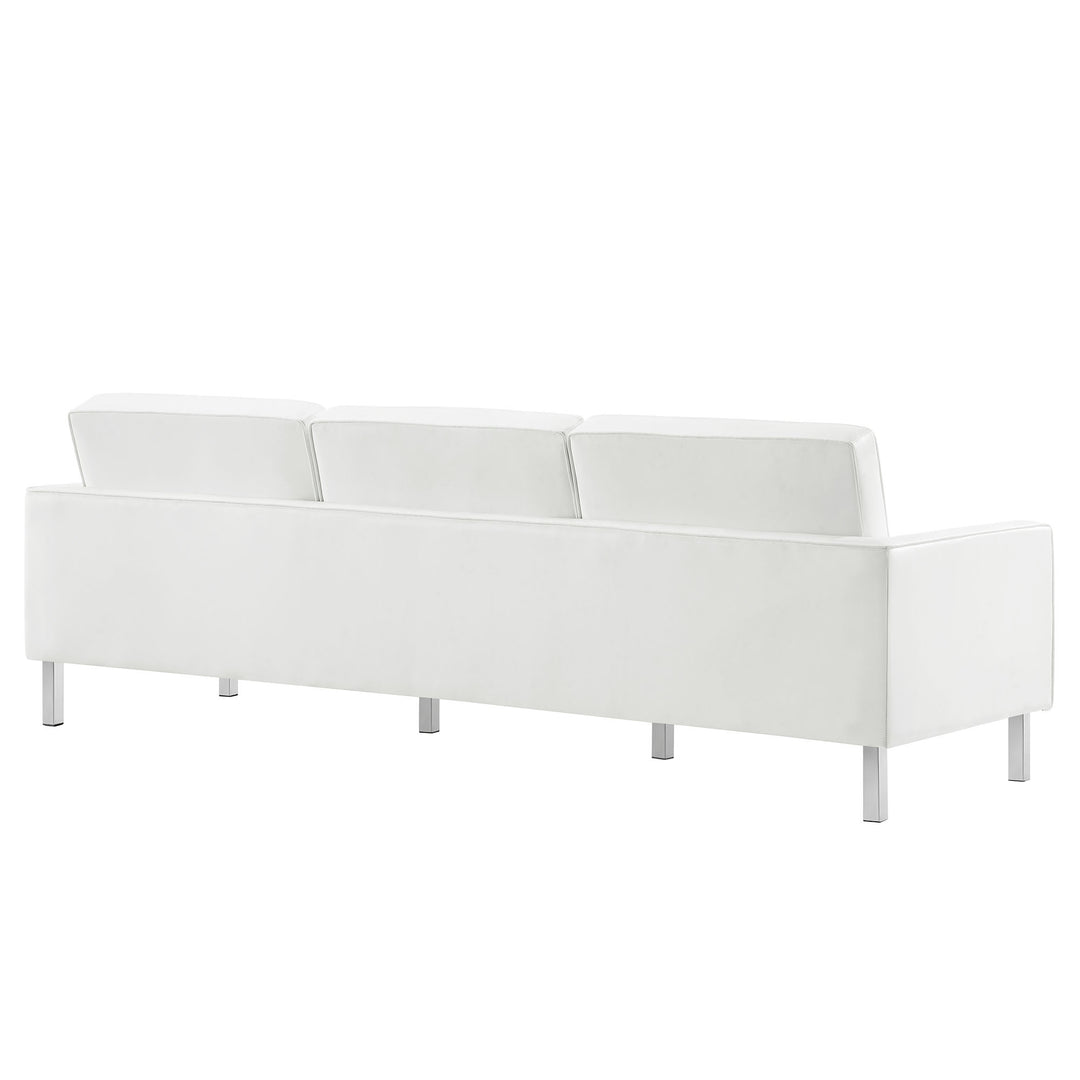 Loft Tufted Vegan Leather Sofa in Silver White