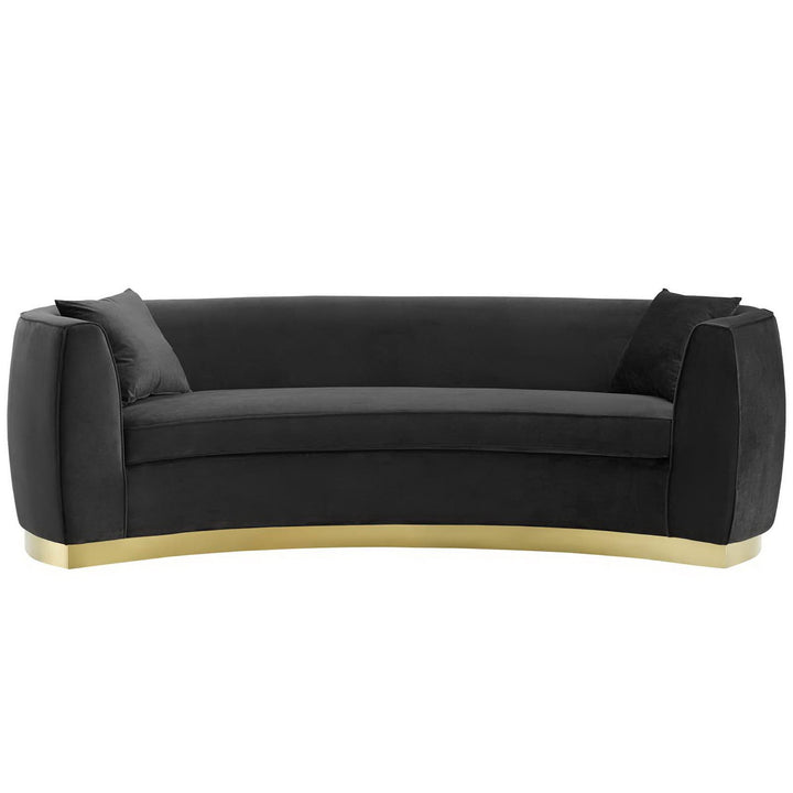 Resolute Curved Performance Velvet Sofa in Black