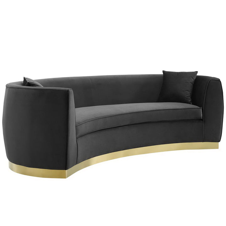 Resolute Curved Performance Velvet Sofa in Black
