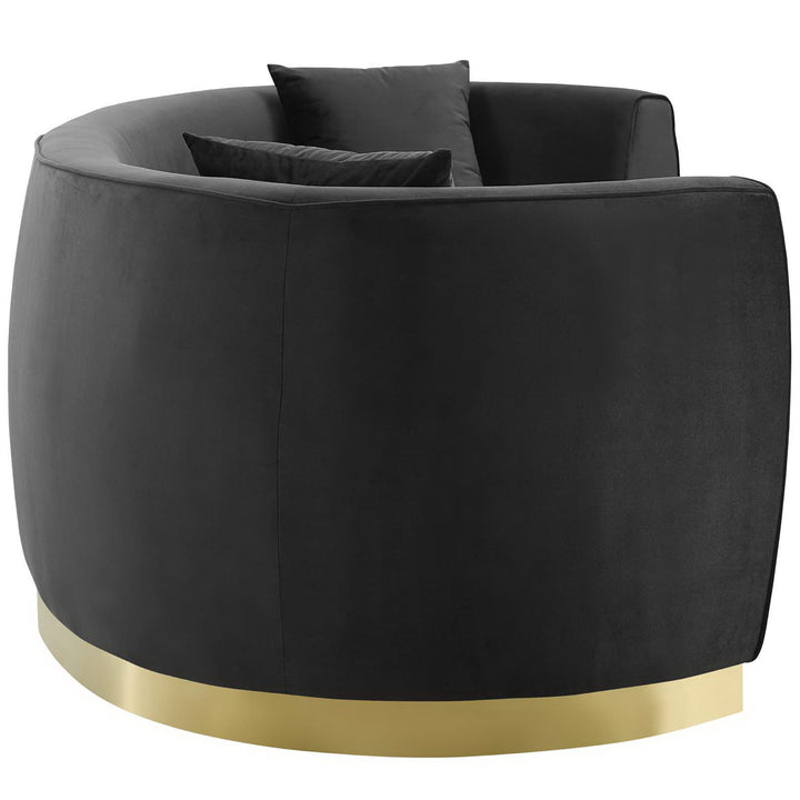 Resolute Curved Performance Velvet Sofa in Black