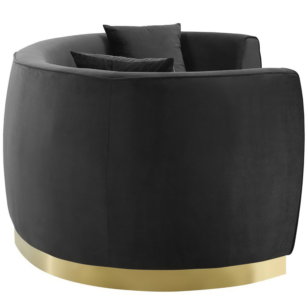 Resolute Curved Performance Velvet Sofa in Black