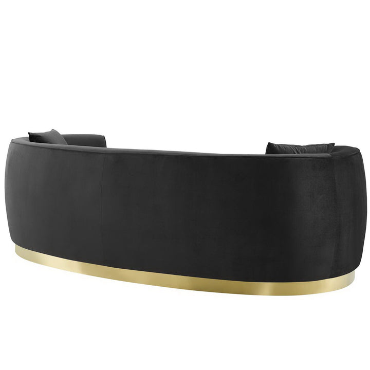 Resolute Curved Performance Velvet Sofa in Black