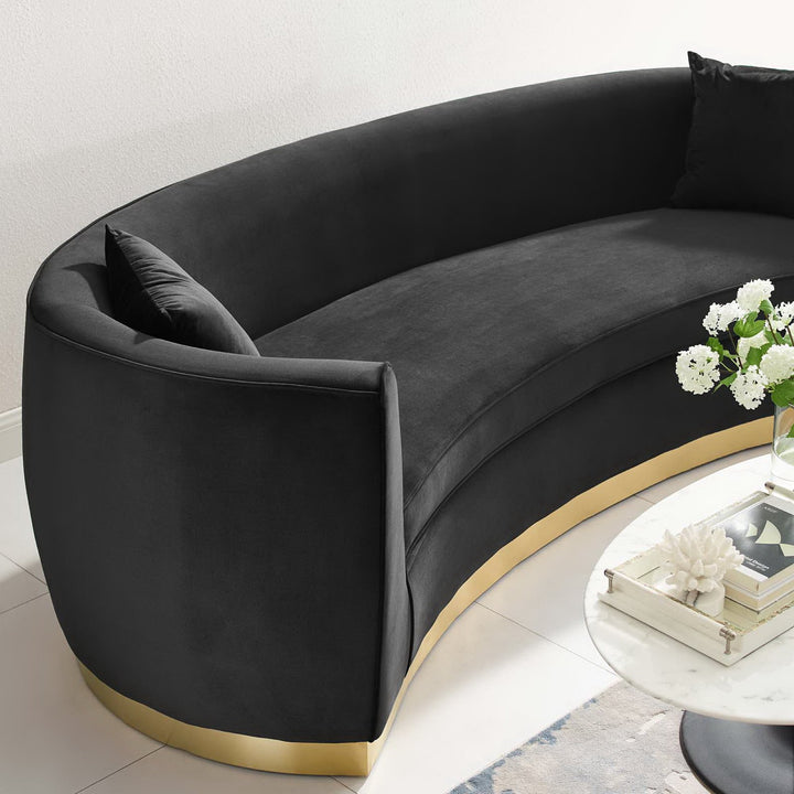 Resolute Curved Performance Velvet Sofa in Black