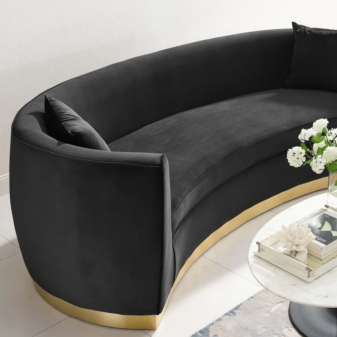 Resolute Curved Performance Velvet Sofa in Black