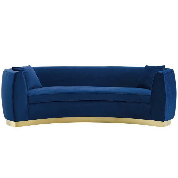 Resolute Curved Performance Velvet Sofa in Navy