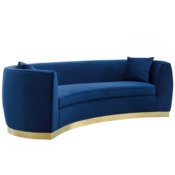 Resolute Curved Performance Velvet Sofa in Navy