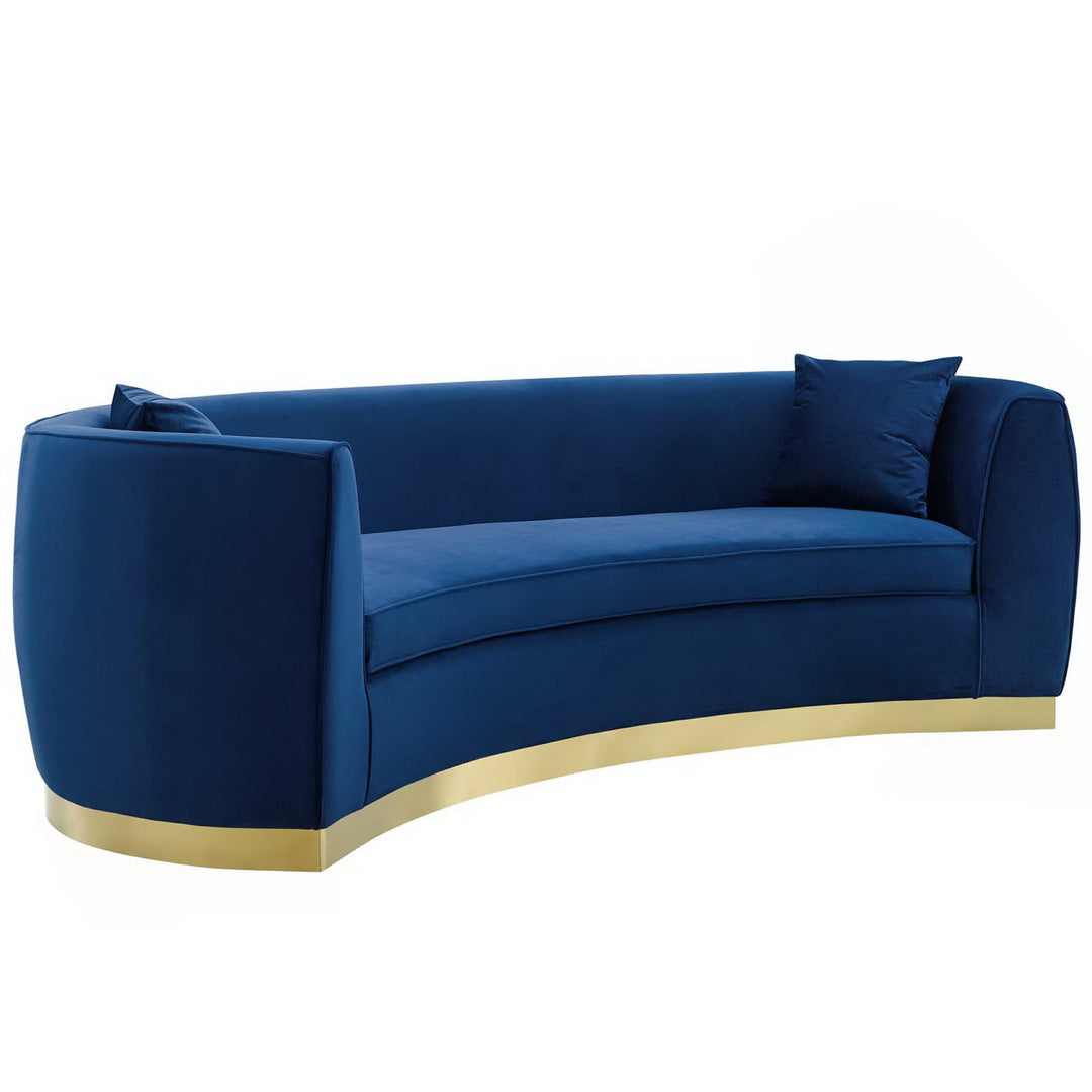 Resolute Curved Performance Velvet Sofa in Navy
