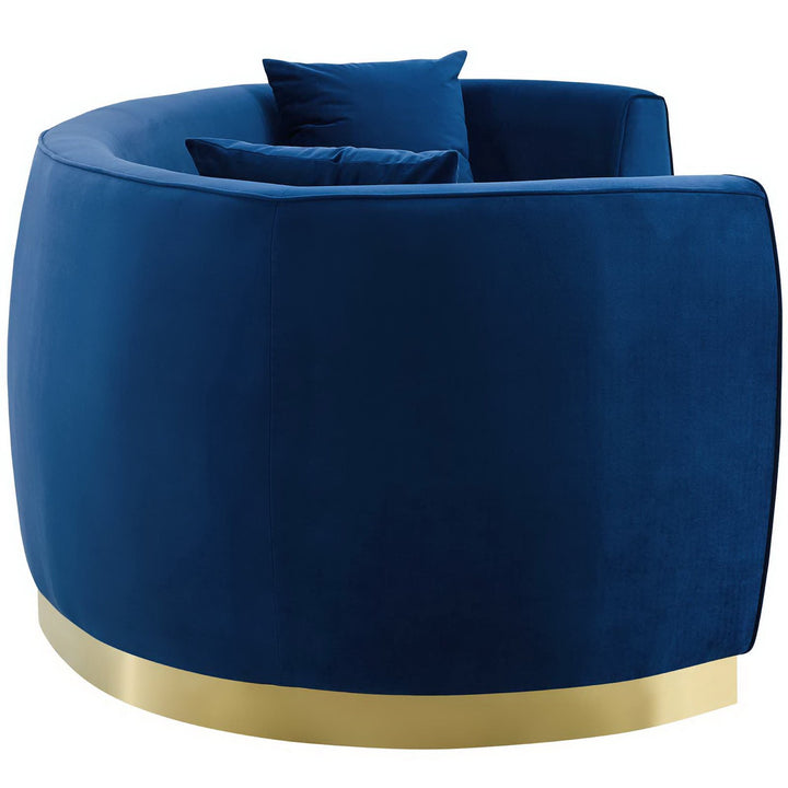 Resolute Curved Performance Velvet Sofa in Navy