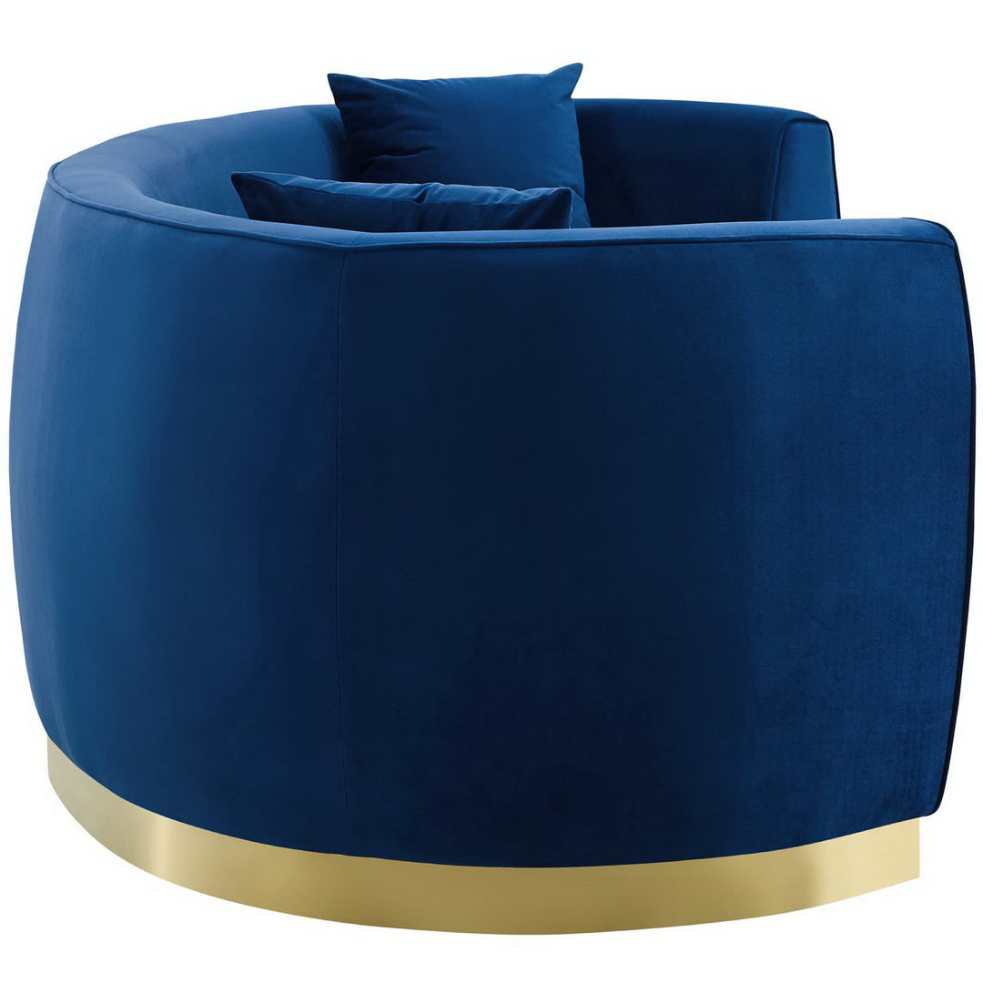 Resolute Curved Performance Velvet Sofa in Navy