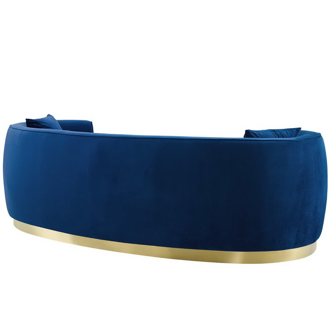 Resolute Curved Performance Velvet Sofa in Navy