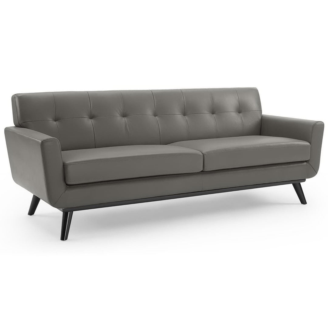 Engage Top-Grain Leather Living Room Lounge Sofa in Gray