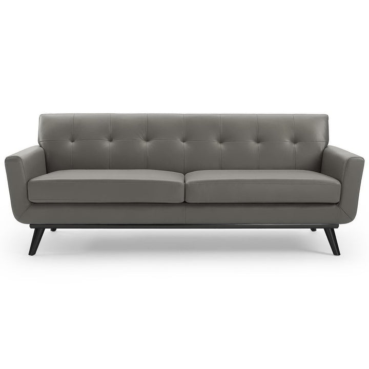 Engage Top-Grain Leather Living Room Lounge Sofa in Gray