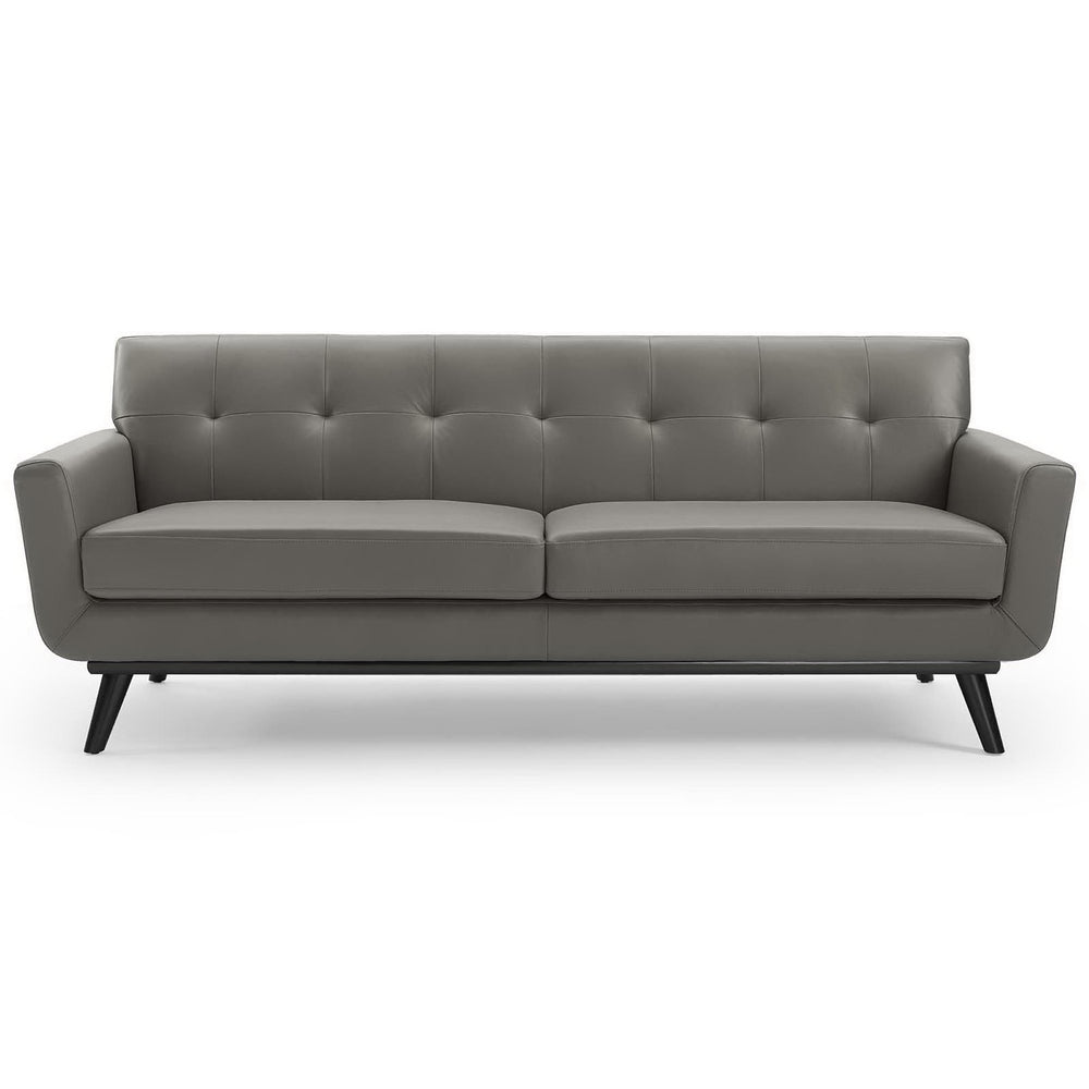 Engage Top-Grain Leather Living Room Lounge Sofa in Gray