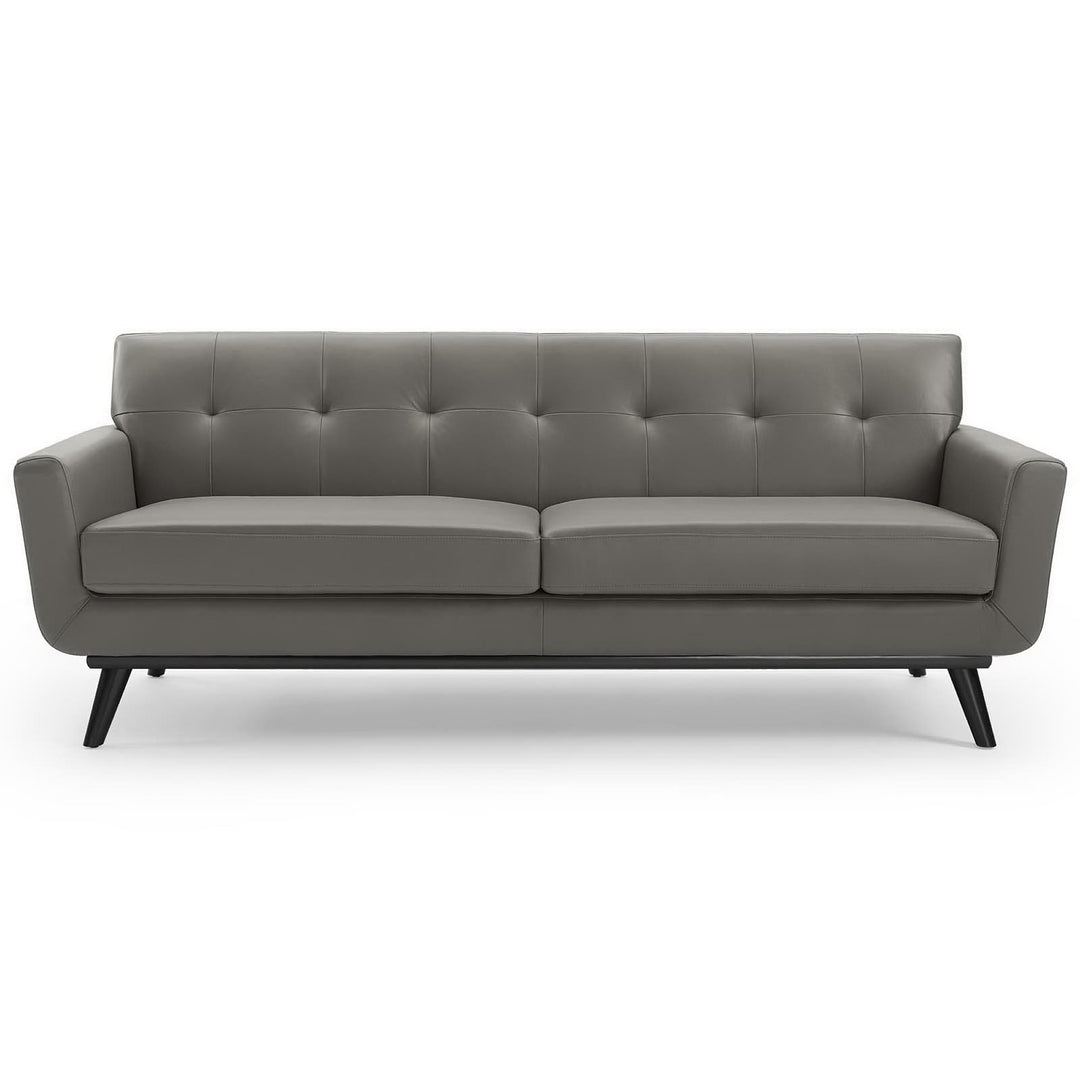 Engage Top-Grain Leather Living Room Lounge Sofa in Gray