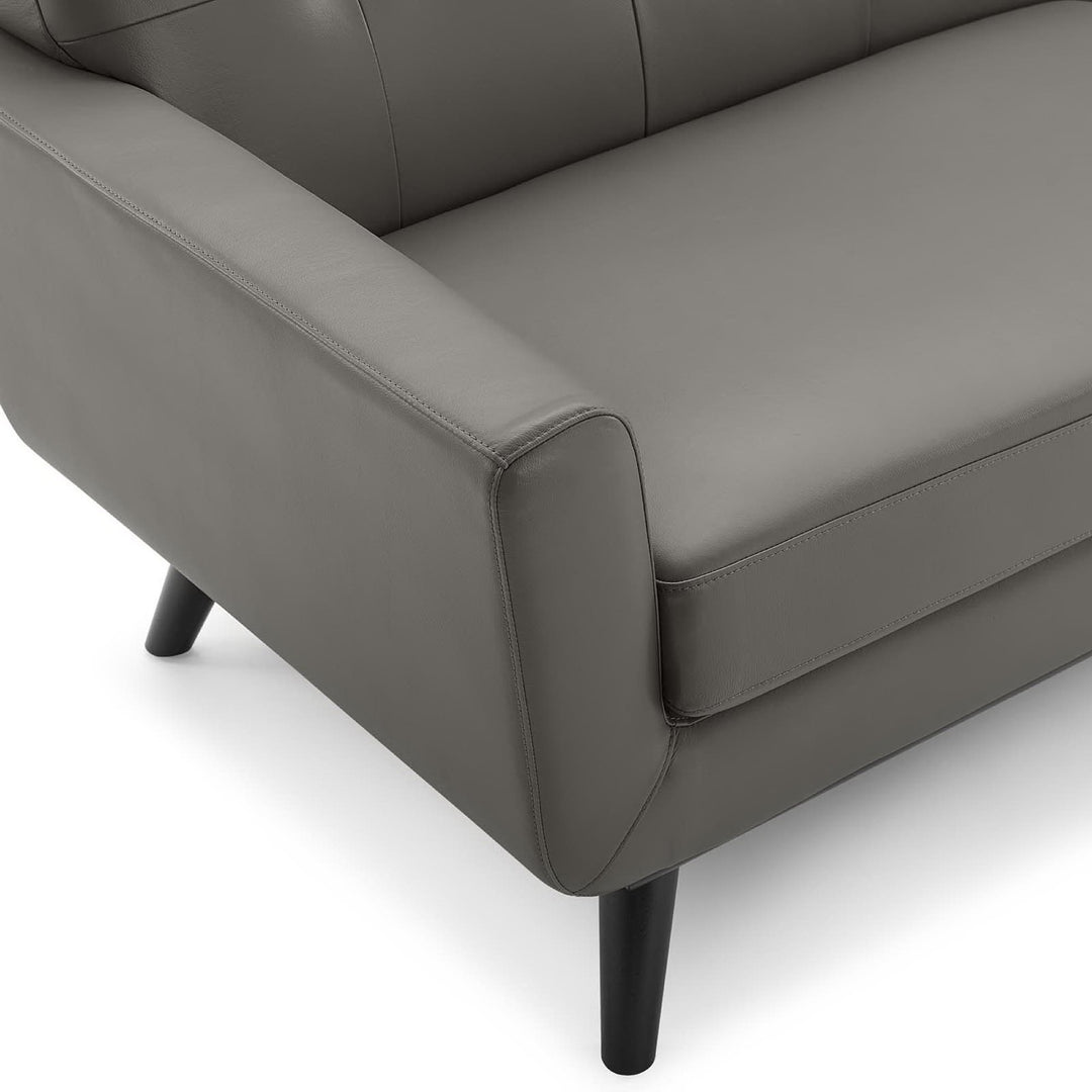 Engage Top-Grain Leather Living Room Lounge Sofa in Gray
