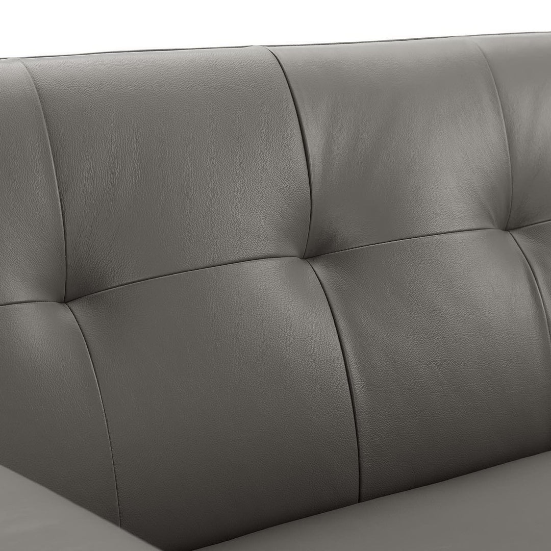Engage Top-Grain Leather Living Room Lounge Sofa in Gray