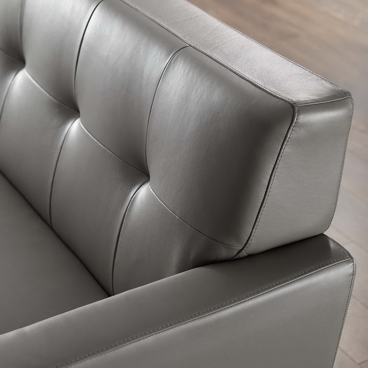 Engage Top-Grain Leather Living Room Lounge Sofa in Gray