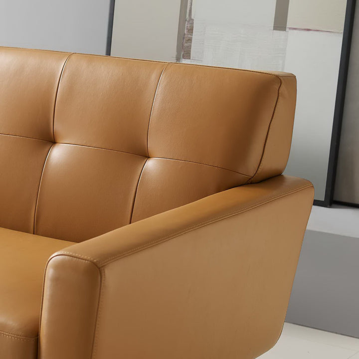 Engage Top-Grain Leather Living Room Lounge Sofa in Tan