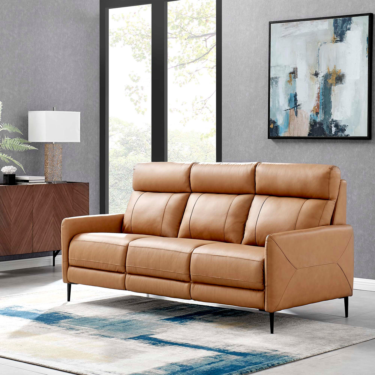 Huxley Leather Sofa in Tan