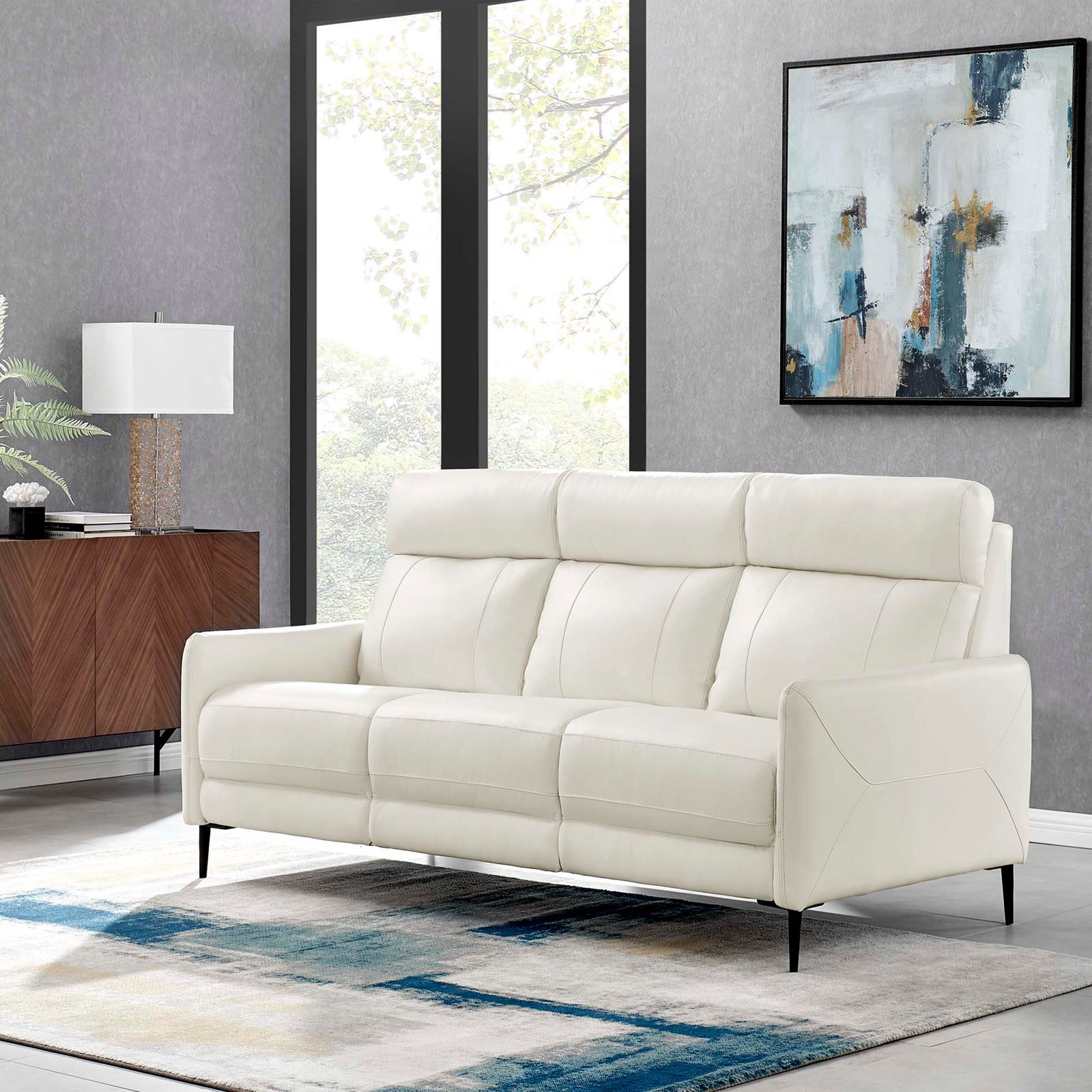 Huxley Leather Sofa in White