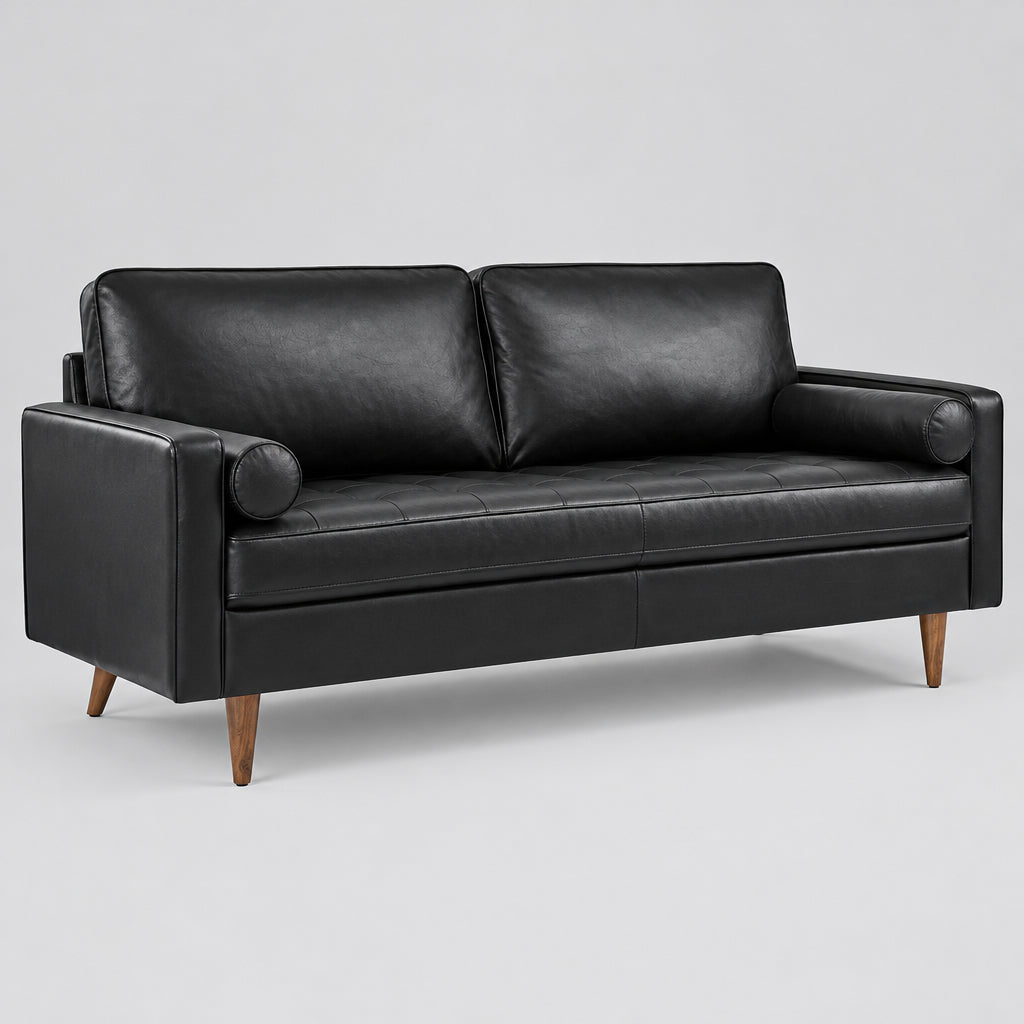 Valour Leather Sofa in Black